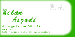 milan aszodi business card