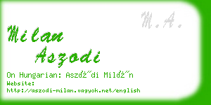 milan aszodi business card